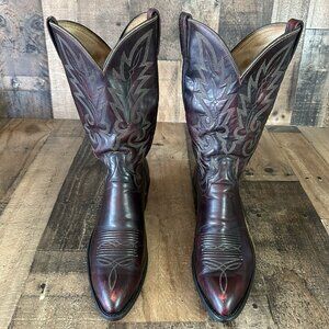Dan Post Vintage Black Cherry Extra Wide Western Cowboy Boots Mens 11 EW